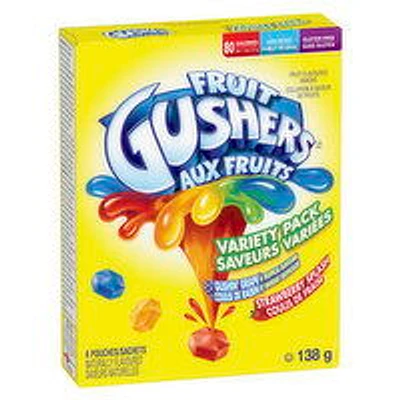 Betty Crocker - Fruit Gusher's Variety Pack, Gushin Grape/Strawberry Splash,  6 Pouches, 138 Gram