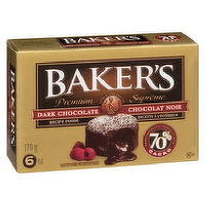 BAKER'S - Premium Dark Chocolate Baking Bar 70% Cacao, 170 Gram