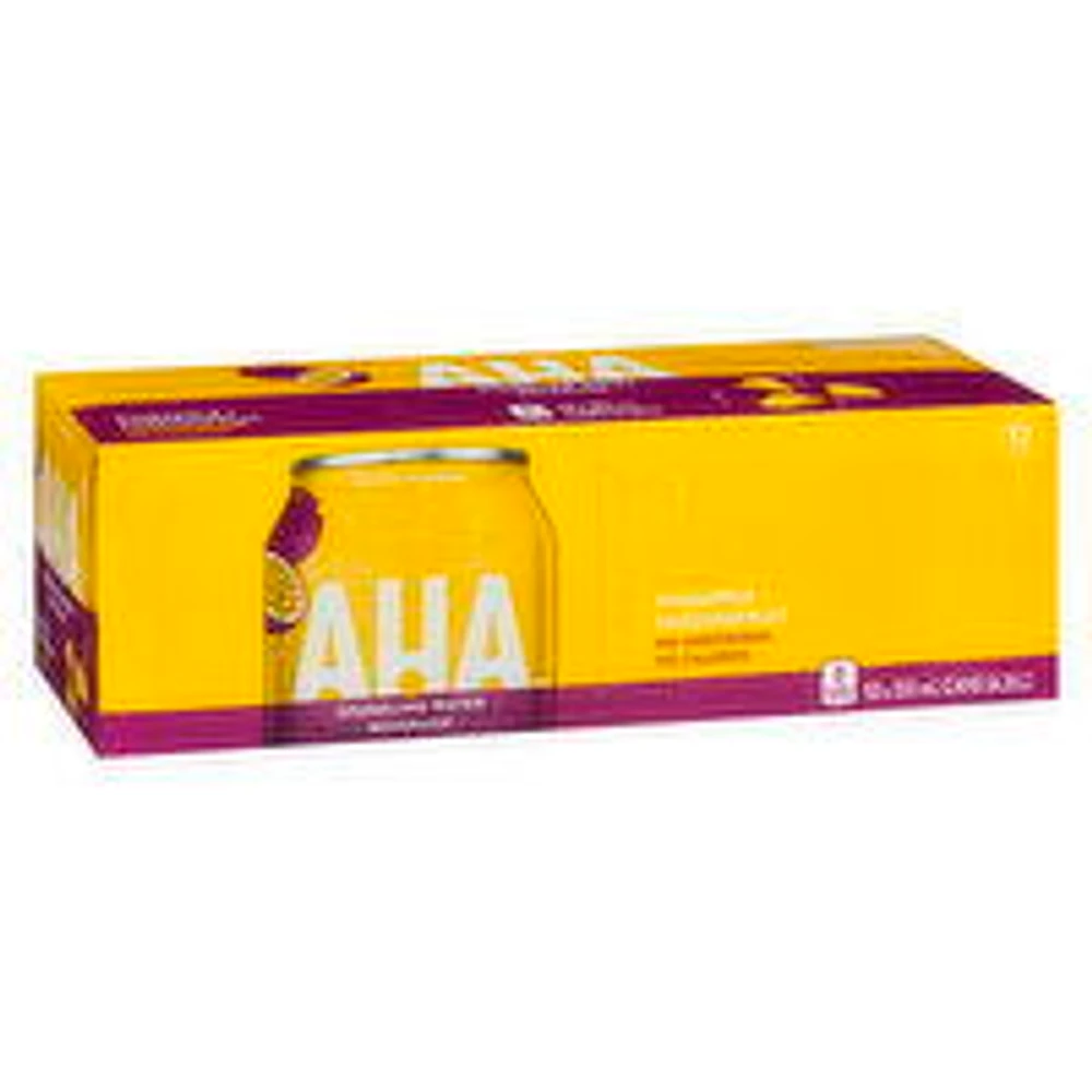 AHA - Sparkling Water Beverage, Pineapple + Passionfruit, 355mL Cans, 12 Each