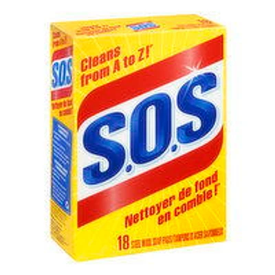 SOS - Steel Wool Soap Pads, 18 Each