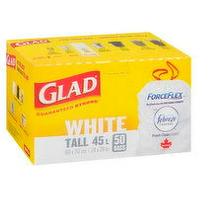 Glad - ForceFlex White Garbage Bags with Febreze - Tall, 50 Each