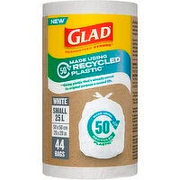 Glad - White Small 50% Recycled Plastic Garbage Bags, 44 Each