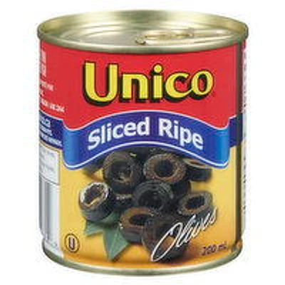 Unico - UNICO Sliced Black Olives Tin, 200 Millilitre