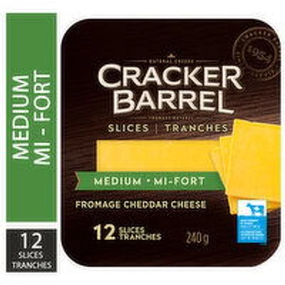 Cracker Barrel - Medium Cheddar Cheese Slices, 240 Gram