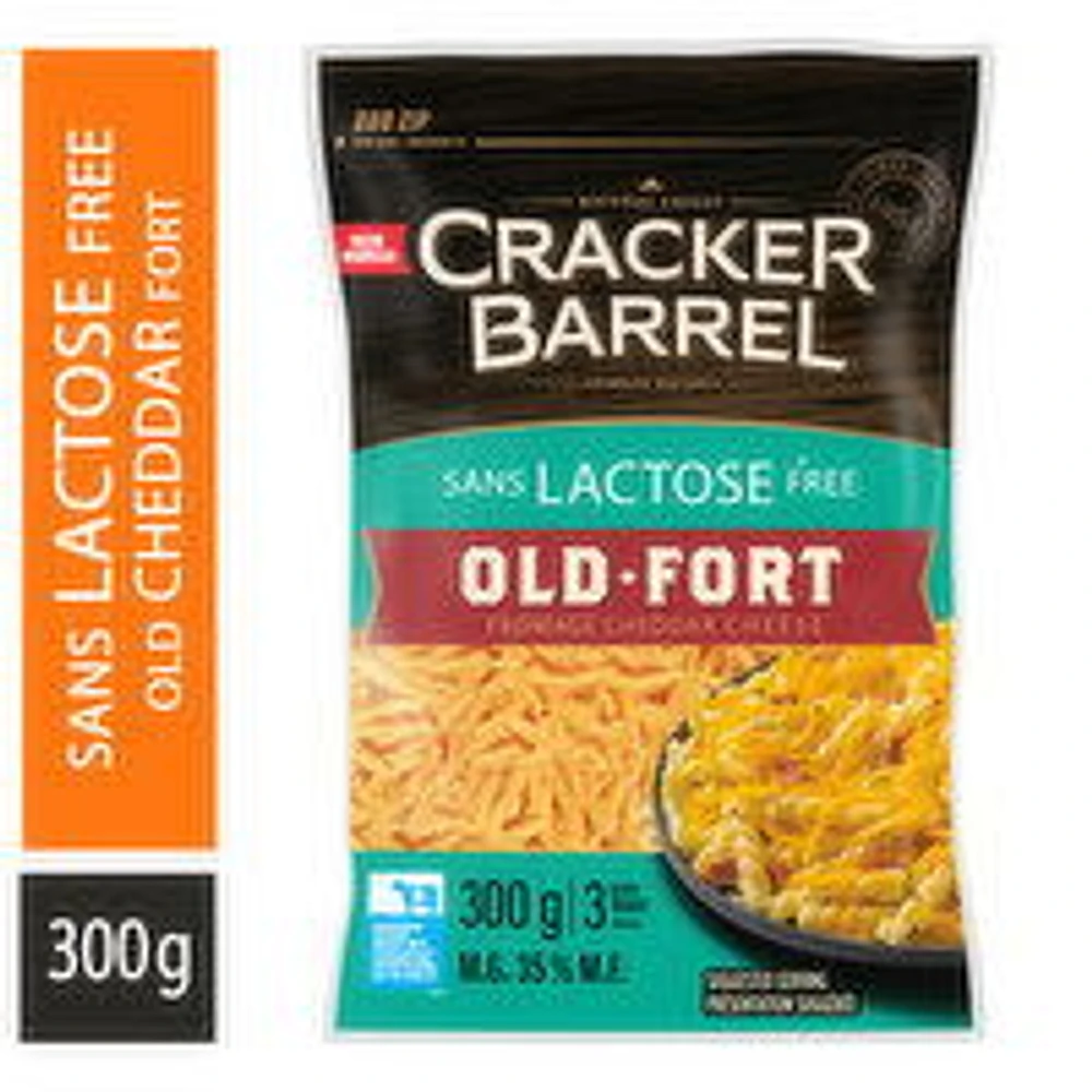 Cracker Barrel - Shredded Cheddar Cheese Old Lactose Free 35 % M.F., 300 Gram