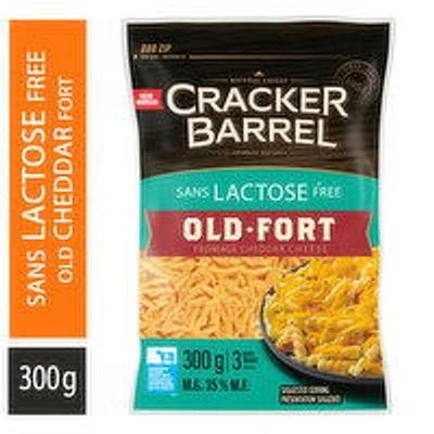 Cracker Barrel - Shredded Cheddar Cheese Old Lactose Free 35 % M.F., 300 Gram