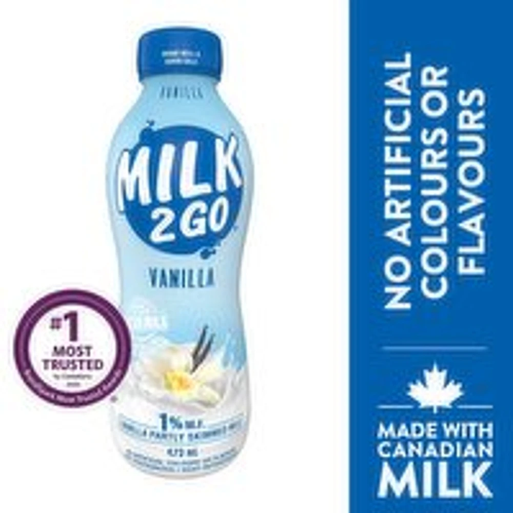 MILK 2 GO - 1% Vanilla Partly Skimmed Milk, 473 Millilitre