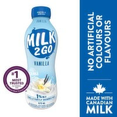 MILK 2 GO - 1% Vanilla Partly Skimmed Milk, 473 Millilitre