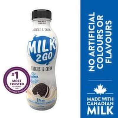 MILK 2 GO - 1% Cookies and Cream Partly Skimmed Milk, 473 Millilitre