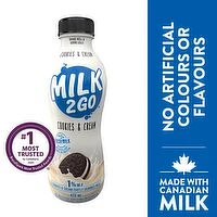 MILK 2 GO - 1% Cookies and Cream Partly Skimmed Milk, 473 Millilitre
