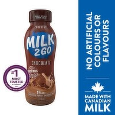 MILK 2 GO - 1% Chocolate Partly Skimmed Milk, 310 Millilitre