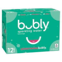Bubly - Sparkling Water Beverage, Watermelon, 355mL Cans, 12 Each