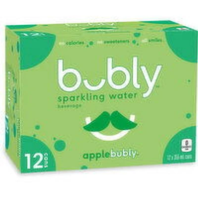 Bubly - Sparkling Water Beverage - Apple 355mL Cans, 12 Each