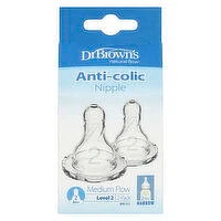 Dr Brown's - Silicone Nipple - Level 2, 2 Each