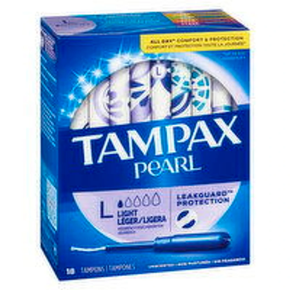 Tampax - Pearl Lite 1X Unscented Tampons, 18 Each