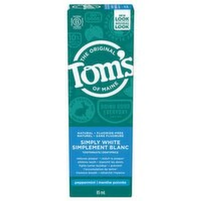 Tom's Of Maine - Simply White Toothpaste - Peppermint Menthol, 85 Millilitre