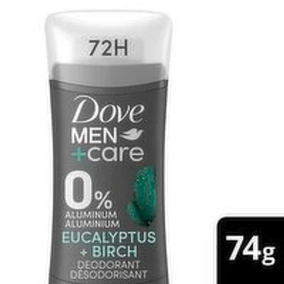Dove - Men+Care Eucalyptus + Birch 0% Aluminum 48h Deodorant Stick, 74 Gram