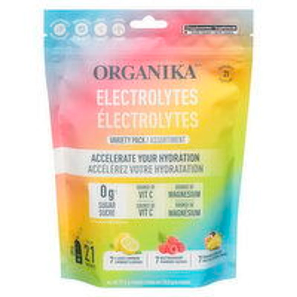 Organika - Electrolytes Powder Sachets, Variety Pack, 21 Each