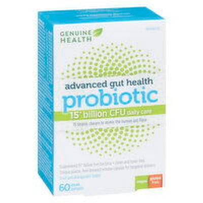GENUINE HEALTH - Advance Gut Health Probiotic, 15 billion CFU Capsules, 60 Each
