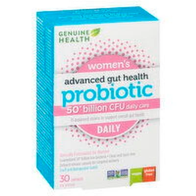 GENUINE HEALTH - Women's Advanced Gut Health Probiotic, 50 Billion CFU Capsules, Daily, 30 Each