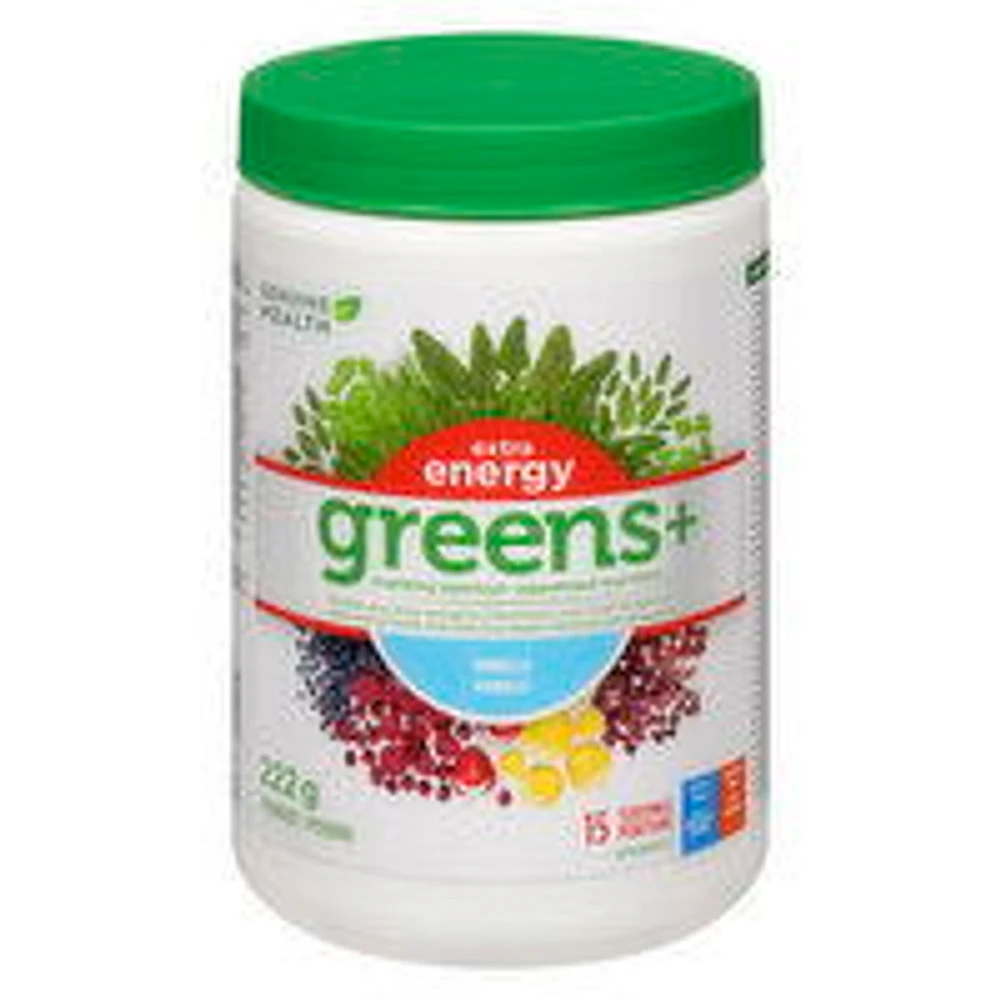 GENUINE HEALTH - Greens+ Extra Energy Superfood Powder, Vanilla, 222 Gram