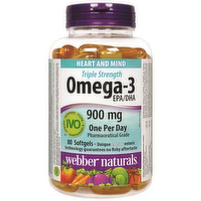 Webber Naturals - Omega 3 Capsules 900mg, 80 Each