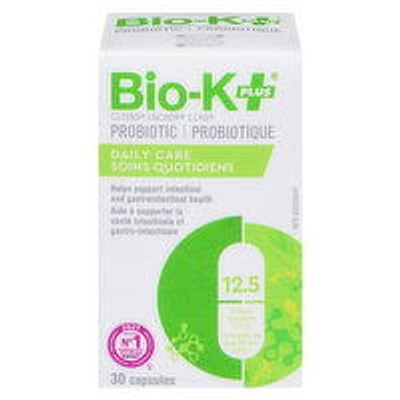 BIO-K+ - Probiotic 12.5 Billion Bacteria, Daily Care 30 Capsules, 30 Each