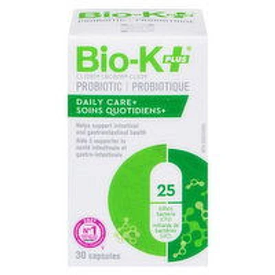 BIO-K+ - Probiotic 25 Billion Bacteria, Daily Care+ 30 Capsules, 30 Each