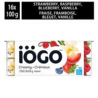IOGO - Strawberry, Raspberry, Blueberry, Vanilla Yogurt Cups 1.5%, 16 Each