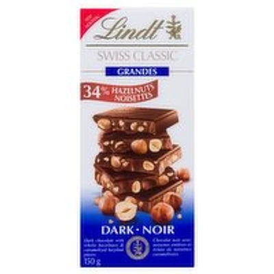 Lindt - Swiss Classic Grande Dark Chocolate - Hazelnut, 150 Gram