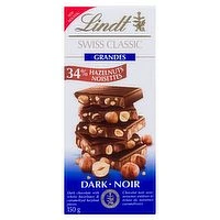 Lindt - Swiss Classic Grande Dark Chocolate - Hazelnut, 150 Gram