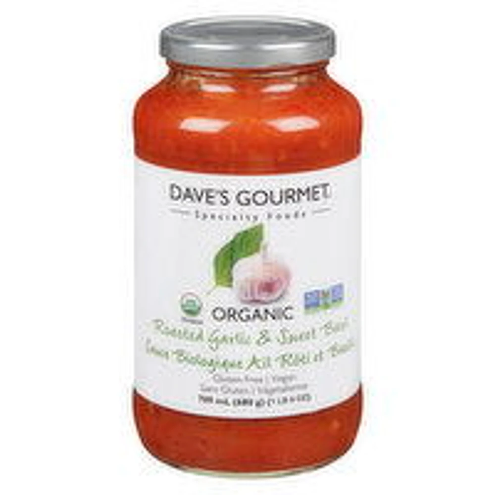 Dave's Gourmet - Organic Roasted Garlic & Sweet Basil Pasta Sauce, 709 Millilitre