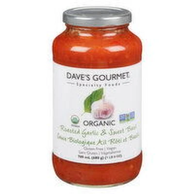 Dave's Gourmet - Organic Roasted Garlic & Sweet Basil Pasta Sauce, 709 Millilitre