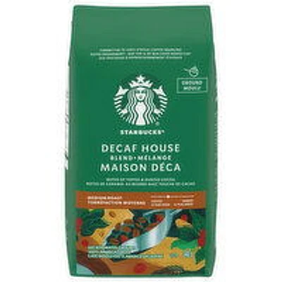 Starbucks - DeCaf House Blend Ground Coffee, Medium Roast, 340 Gram