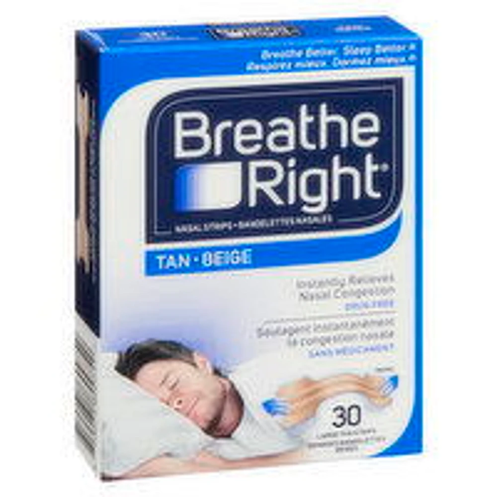 Breathe Right - Tan Large Nasal Strips, 30 Each