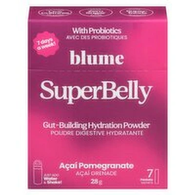BLUME - SuperBelly Gut-Building Hydration Sachet, Acai Pomegranate 7 Pack, 28 Gram