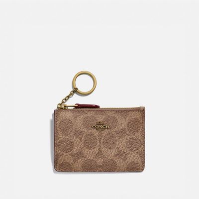 Mini Skinny Id Case In Colorblock Signature Canvas