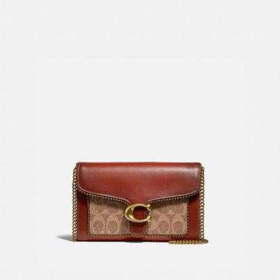 Tabby Chain Clutch In Signature Canvas With Beadchain