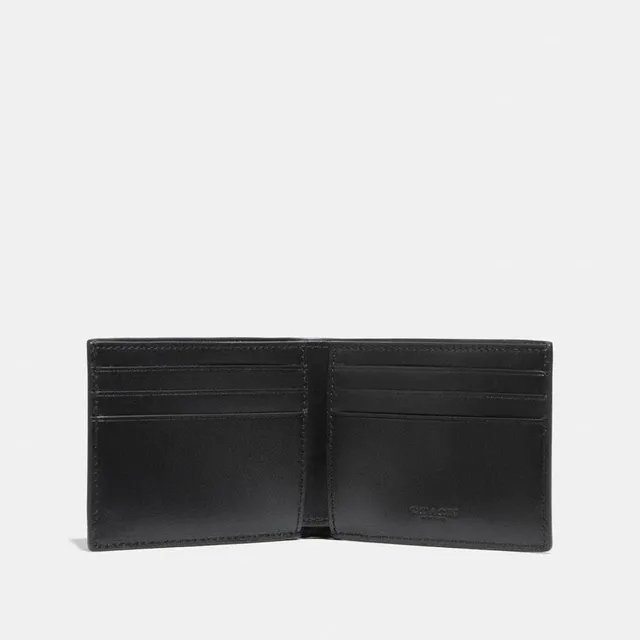 Check Leather Bifold Wallet in Vine - Men