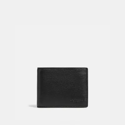 COACH Slim Billfold Wallet, Leather in Black for Men