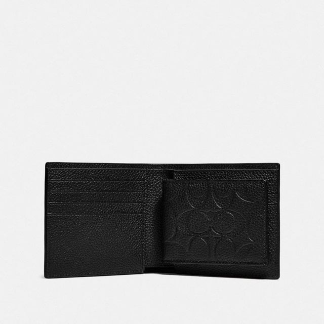 Grainy Leather TB Money Clip Wallet in Black - Men