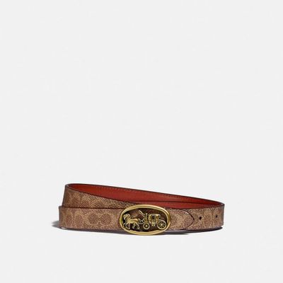 Horse And Carriage Medallion Buckle Reversible Belt, 20 Mm