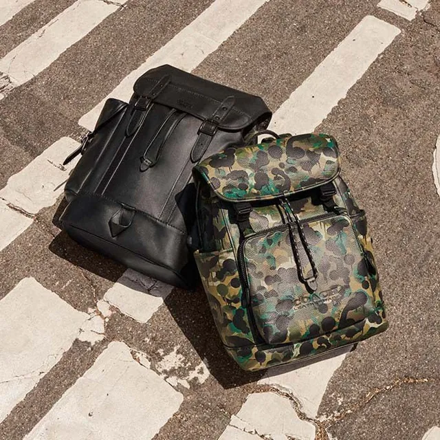 COACH®  League Flap Backpack With Camo Print