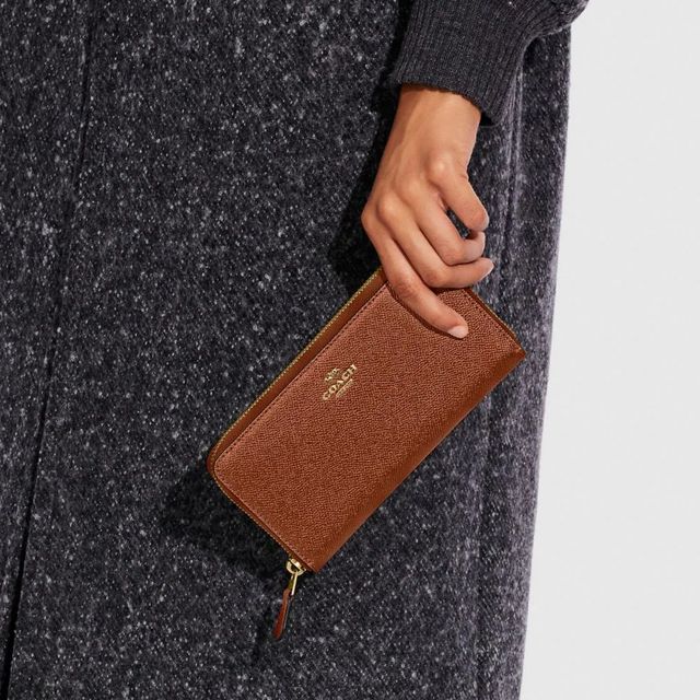 COACH Medium Zip Around Wallet in Crossgrain Leather