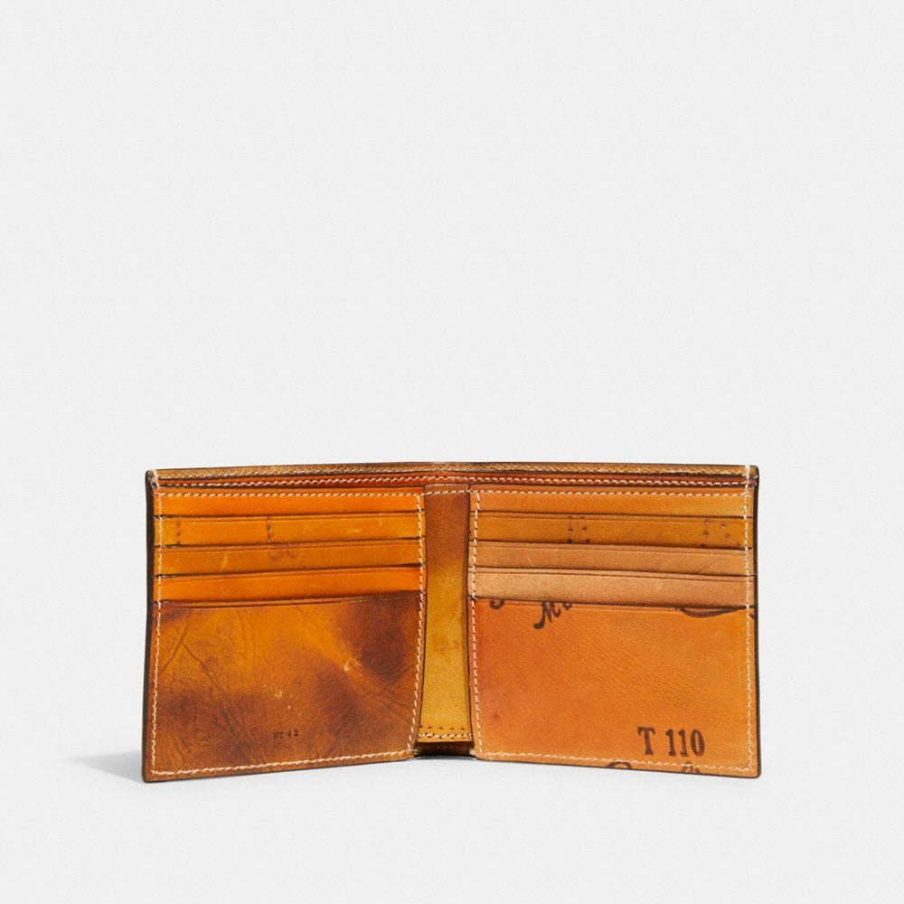 Double Billfold Wallet In Upcycled Baseball Glove Leather