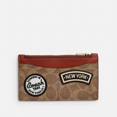Zip Card Case In Signature Canvas With Patches