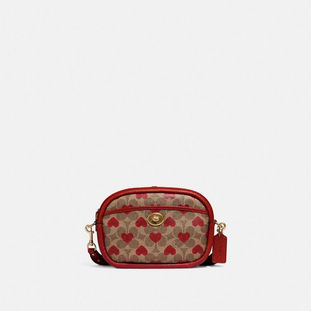 Camera Bag In Signature Canvas With Heart Print