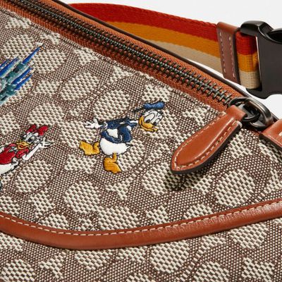 Disney X Coach League Belt Bag In Signature Textile Jacquard With Mickey Mouse And Friends Embroidery