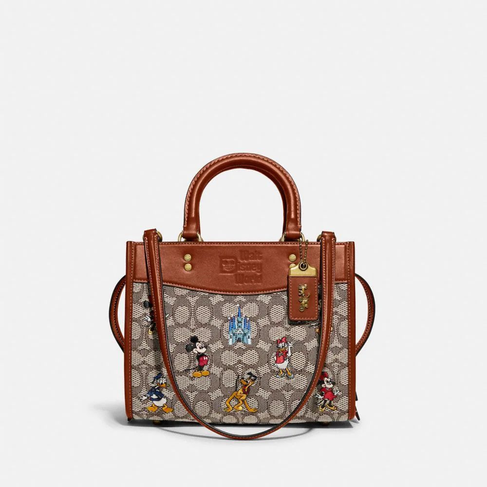 Disney X Coach Rogue 25 In Signature Textile Jacquard With Mickey Mouse And Friends Embroidery