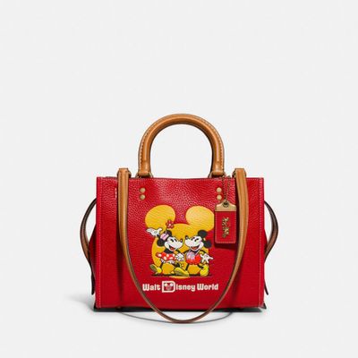 Disney X Coach Rogue 25 With Mickey Mouse And Minnie Mouse Motif